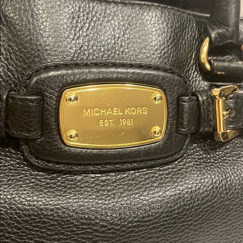 Michael Kors Bag Purse Handbag Black Leather East West Hamilton XL Tote Shoulder - Picture 3 of 12
